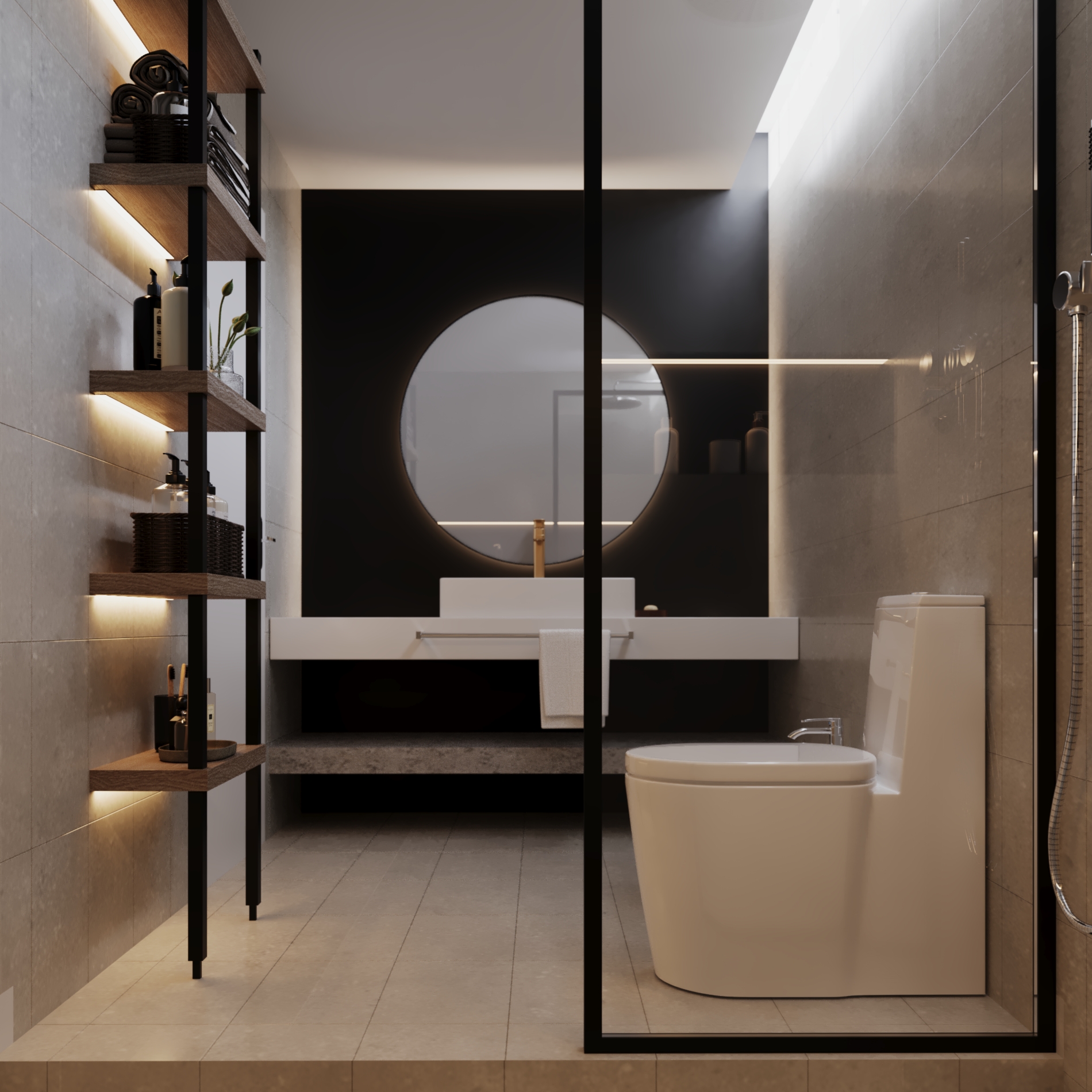 Render interior cocina comedor